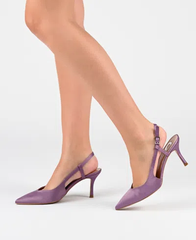 Journee Collection Knightly Pointed Toe Slingback Pump In Wine