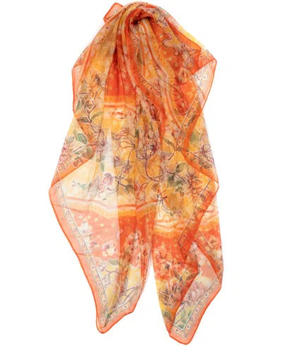 Shop Vince Camuto Women's Paisley Floral Square Scarf In Orange Multi