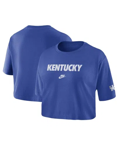 Shop Nike Women's  Royal Kentucky Wildcats Wordmark Cropped T-shirt