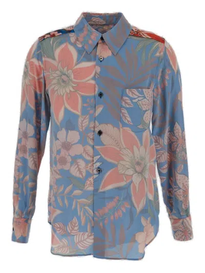 Shop Comme Des Garçons Floral Printed Buttoned Shirt In Multi