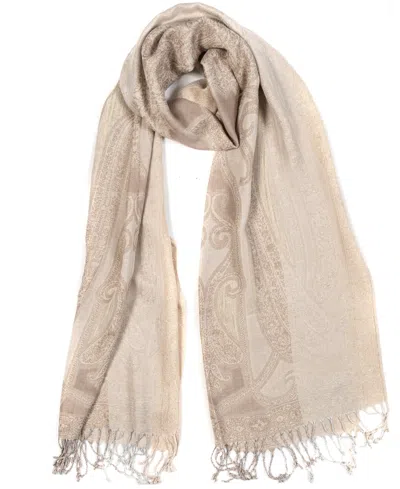 Shop Vince Camuto Women's All-over Paisley Lurex Scarf In Tan