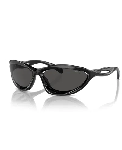 Prada Cut-out Propionate & Plastic Wrap Sunglasses In Black