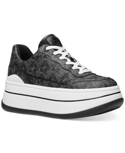 Shop Michael Kors Michael  Women's Hayes Empire Logo Lace-up Platform Sneakers In Black