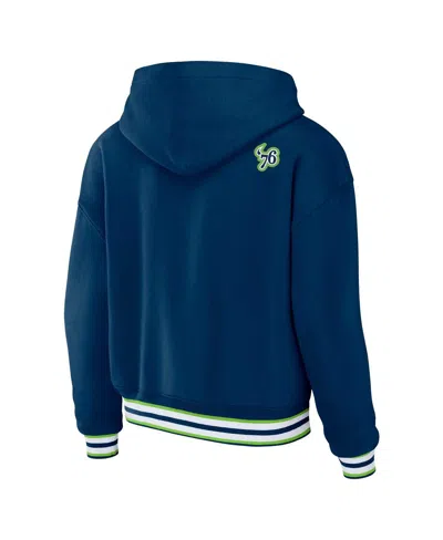 Shop Wear By Erin Andrews Women's  Navy Seattle Seahawks Lace-up Pullover Hoodie