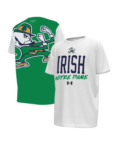 Shop Under Armour Big Boys  White, Green Notre Dame Fighting Irish Gameday T-shirt In White,green