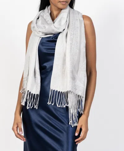 Shop Vince Camuto Women's All-over Paisley Lurex Scarf In Light Grey