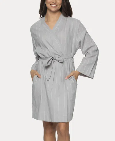Felina Women's Mirielle Robe In Silver Sconce With White Pinstripe