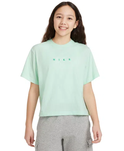 Shop Nike Sportswear Big Girls' Boxy T-shirt In Mint Foam