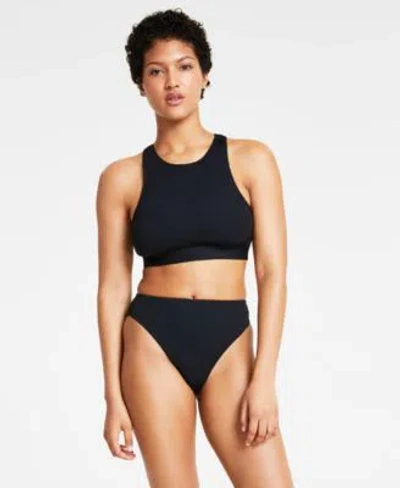Shop Nike Womens Essential High Neck Bikini Top Bottoms In Black