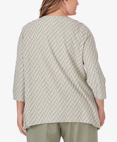Shop Alfred Dunner Plus Size Tuscan Sunset Rib Knit Top In Aloe