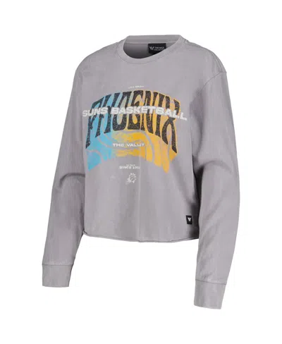 The Wild Collective Gray Phoenix Suns Band Cropped Long Sleeve T-shirt In Gray