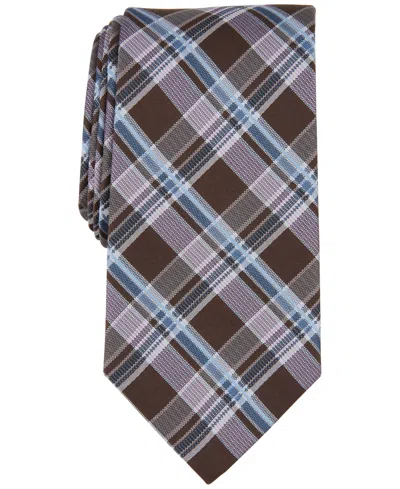 Shop Michael Kors Men's Byron Plaid Tie In Brown