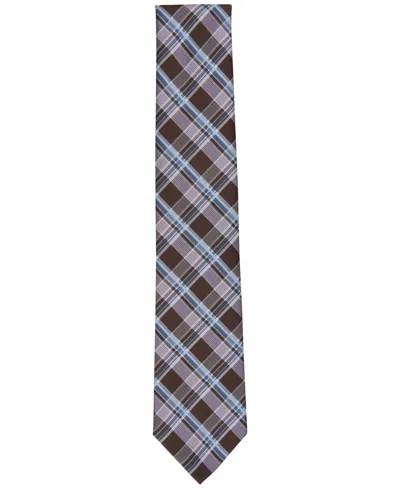 Shop Michael Kors Men's Byron Plaid Tie In Brown