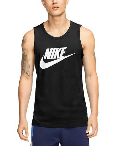 Shop Nike Men's Sportswear Logo Tank Top In Black,white