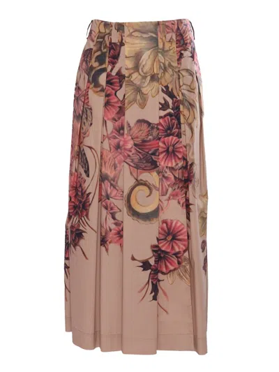 Shop Alberta Ferretti Floral Patterned Pleated Skirt In Multi
