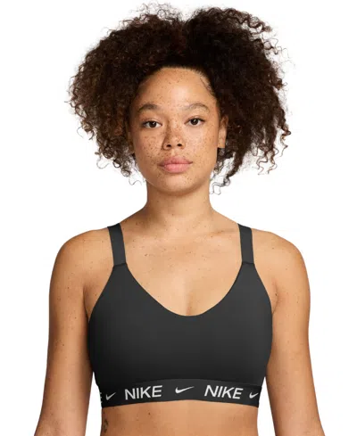Shop Nike Women's Indy Medium-support Padded Adjustable Sports Bra In Black,black,white
