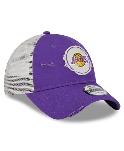 Shop New Era Men's  Purple Distressed Los Angeles Lakers Rally Drive Distressed Patch 9twenty Trucker Adju