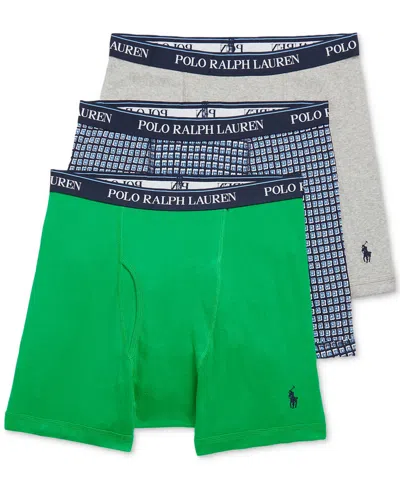 Shop Polo Ralph Lauren Men's 3-pk. Classic-fit Boxer Briefs In Summer Emerald Cruise Navy Pp