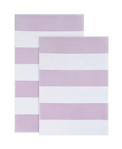 Shop Calvin Klein Poolside Terry Yarn Dyed Stripe Beach Towel 2-pc. Set, 70" X 40" In Purple