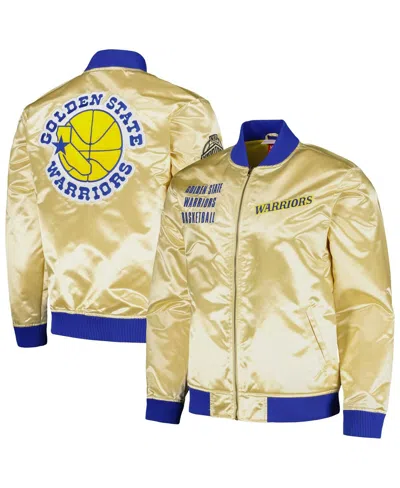 Shop Mitchell & Ness Men's  Gold Distressed Golden State Warriors Team Og 2.0 Vintage-like Logo Satin Full