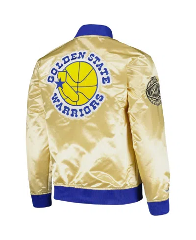 Shop Mitchell & Ness Men's  Gold Distressed Golden State Warriors Team Og 2.0 Vintage-like Logo Satin Full
