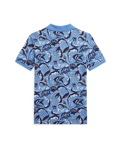 Shop Polo Ralph Lauren Big Boys Reef-print Cotton Mesh Polo Shirt In Sunsea Reef Print