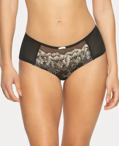 Shop Paramour Women's Aura Embroidered Overlay Hipster In Black Champagne