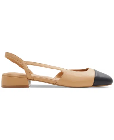 Shop Aldo Women's Amandine Slingback Cap Toe Block-heel Flats In Dark Beige Smooth