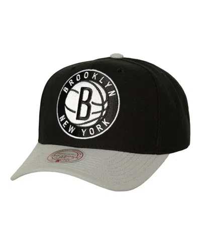 Mitchell & Ness Men's  Black, Gray Brooklyn Nets Soul Xl Logo Pro Crown Snapback Hat In Black,gray
