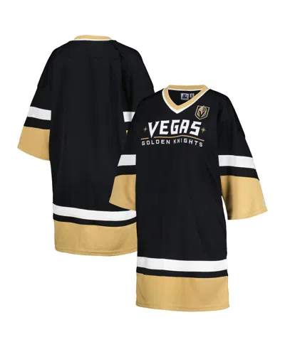 Starter Black Vegas Golden Knights Hurry-up Offense Boxy V-neck Half-sleeve Sneaker Dress In Black
