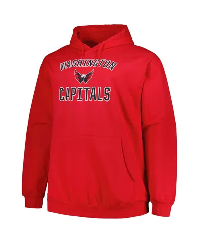 Shop Profile Men's  Red Washington Capitals Big And Tall Arch Over Logo Pullover Hoodie