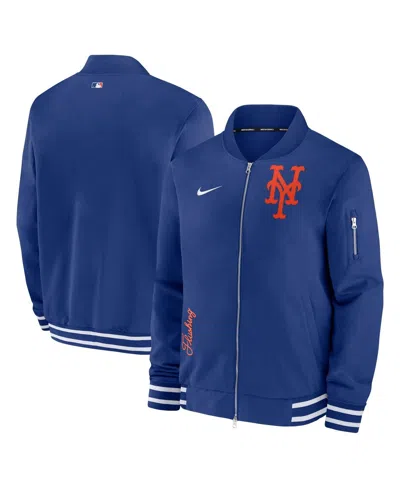 Shop Nike Men's  Royal New York Mets Authentic Collection Full-zip Bomber Jacket
