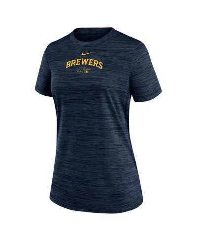 Nike Women's  Navy Milwaukee Brewers Authentic Collection Velocity Performance T-shirt In Navy