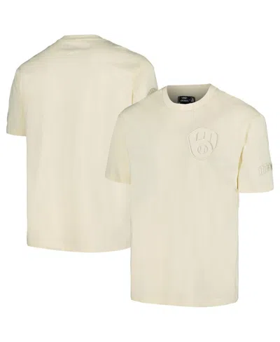 Shop Pro Standard Men's  Cream Milwaukee Brewers Neutral Cj Dropped Shoulders T-shirt