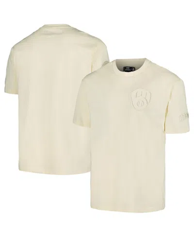 Pro Standard Cream Milwaukee Brewers Neutral Cj Dropped Shoulders T-shirt In Cream
