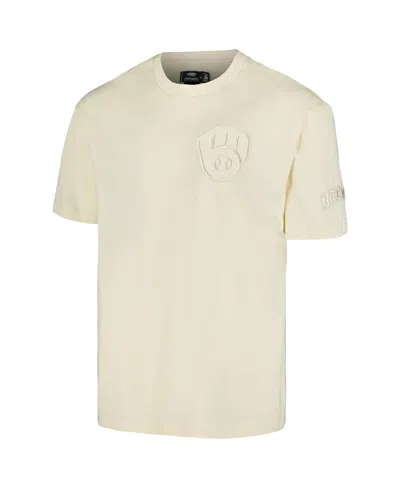 Shop Pro Standard Men's  Cream Milwaukee Brewers Neutral Cj Dropped Shoulders T-shirt