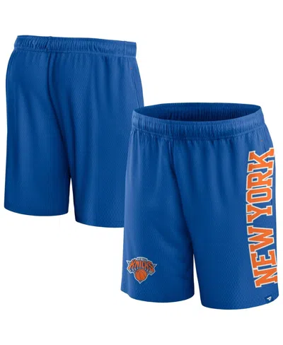 Shop Fanatics Men's  Blue New York Knicks Post Up Mesh Shorts