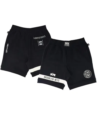 Shop Two Hype Men's And Women's Nba X  Black Brooklyn Nets Culture & Hoops Premium Classic Fleece Shorts