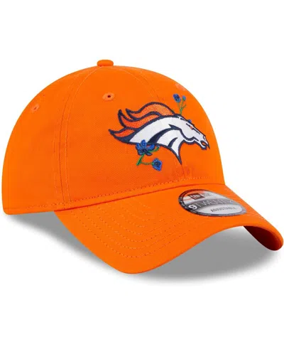 Shop New Era Women's  Orange Denver Broncos Gameday Flower 9twenty Adjustable Hat