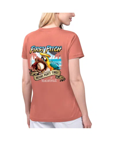 Margaritaville Women's  Coral Los Angeles Angels Game Time V-neck T-shirt In Coral