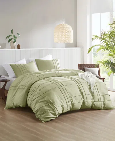 Shop 510 Design Porter Washed Pleated 3-pc. Duvet Cover Set, Full/queen In Sage