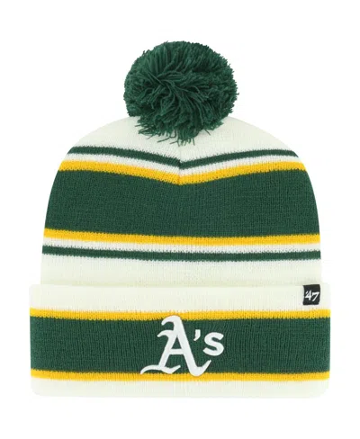 47 Brand Youth Boys And Girls ' White, Green Oakland Athletics Stripling Cuffed Knit Hat With Pom In White,green