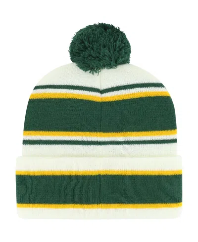 47 Brand Youth Boys And Girls ' White, Green Oakland Athletics Stripling Cuffed Knit Hat With Pom In White,green