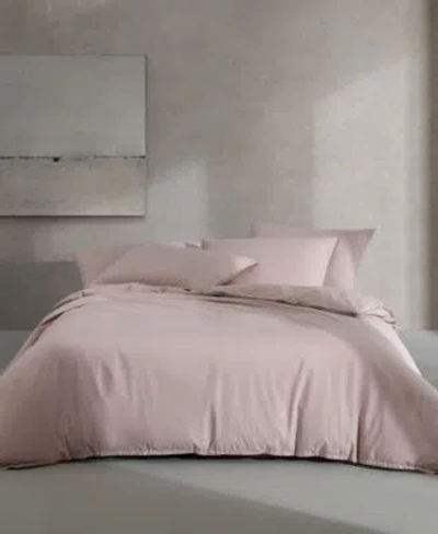 Calvin Klein Washed Percale Cotton Duvet Cover Set In Mauve