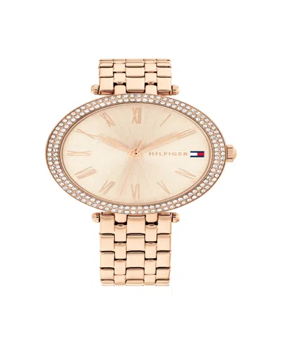 Shop Tommy Hilfiger Women's Quartz Carnation Gold-tone Stainless Steel Watch 34mm In Blush