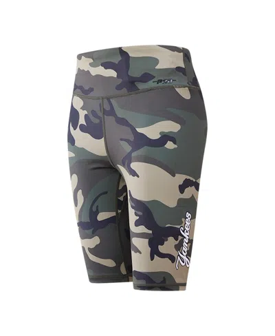 Pro Standard Women's  Camo New York Yankees Allover Print Bike Shorts In Camo