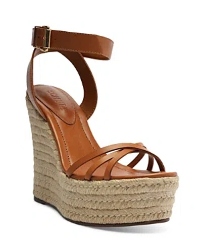 Shop Schutz Women's Alexandra Crossover Strap Espadrille Wedge Heel Platform Sandals In Brown