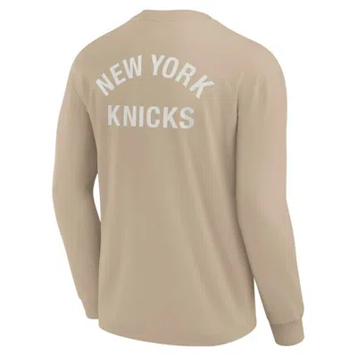 Shop Fanatics Signature Unisex  Khaki New York Knicks Elements Super Soft Long Sleeve T-shirt