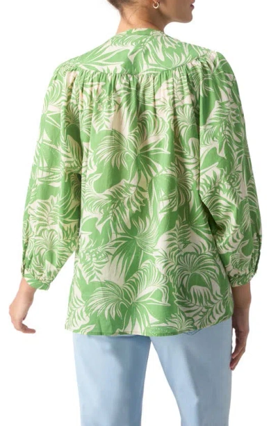 Shop Sanctuary Flow With Me Leaf Print Top In Cool Palm