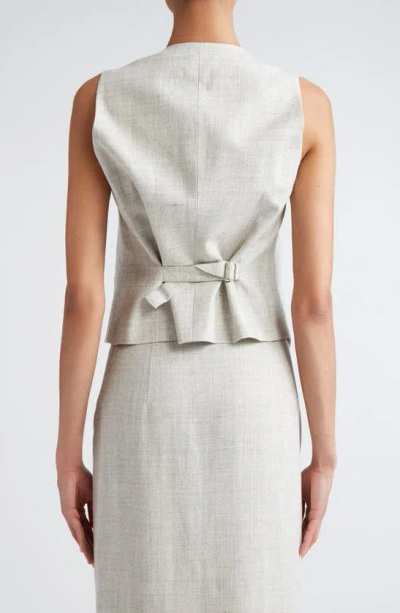 Shop Rohe Overlap Asymmetric Slub Waistcoat In Stone Melange